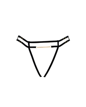 String noir avec bijou couleur aléatoire et chaîne dorée
