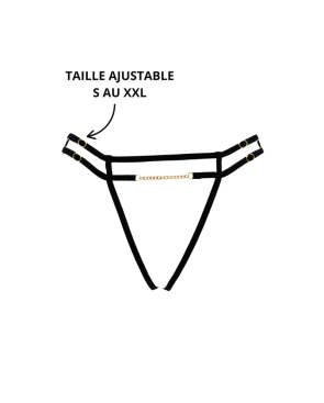 String noir avec bijou couleur aléatoire et chaîne dorée