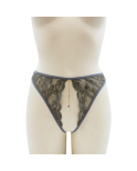String gris avec bijou couleur aléatoire et chaîne dorée String gris avec bijou couleur aléatoire et chaîne dorée