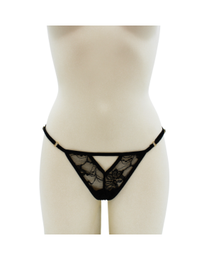 String noir avec bijou perle  strass dorés