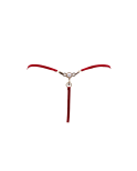 String rouge avec bijou perle  strass dorés