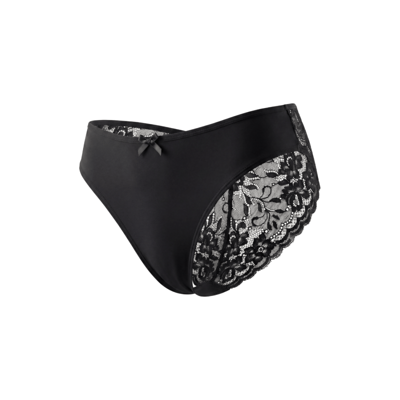 Culotte noire en dentelle avec nœud en satin Culotte noire en dentelle avec nœud en satin