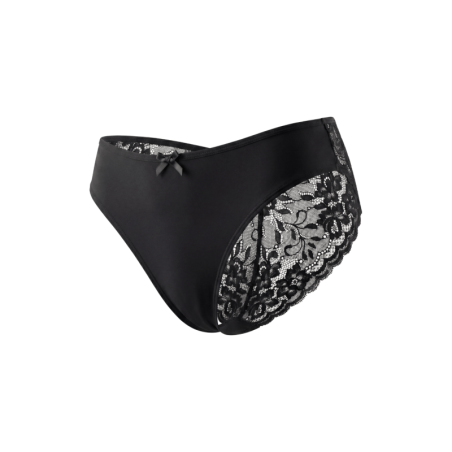 Culotte noire en dentelle avec nœud en satin