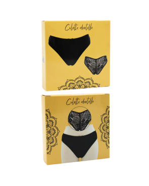 Culotte noire en dentelle avec nœud en satin