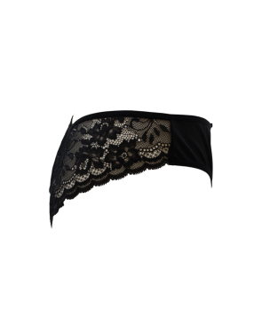 Culotte noire en dentelle avec nœud en satin