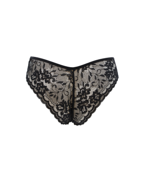 Culotte noire en dentelle avec nœud en satin