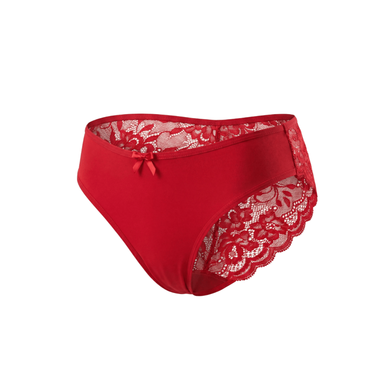 Culotte rouge en dentelle avec nœud en satin Culotte rouge en dentelle avec nœud en satin