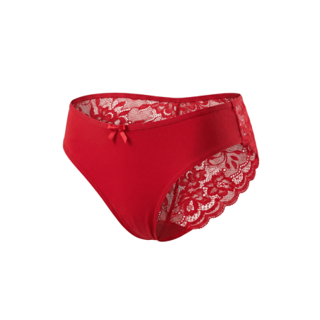 Culotte rouge en dentelle avec nœud en satin