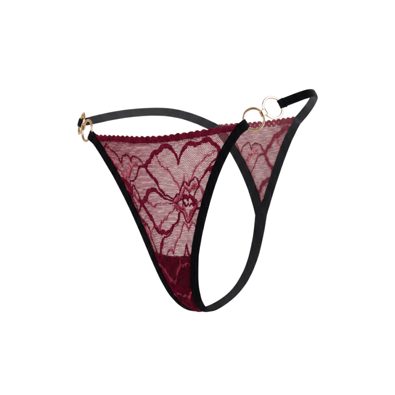 String bordeaux avec anneaux détachables