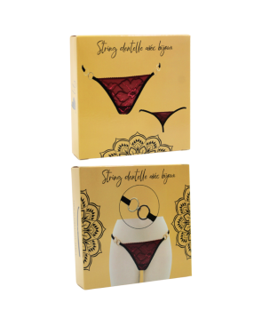String bordeaux avec anneaux détachables