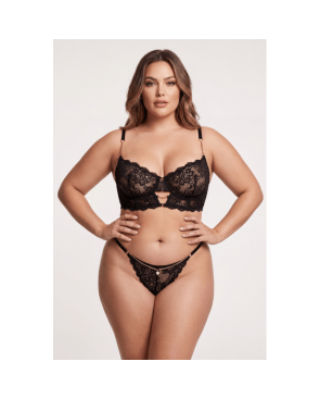String noir en dentelle avec bijou et chaîne dorée