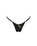 String noir en dentelle avec bijou et chaîne dorée String noir en dentelle avec bijou et chaîne dorée