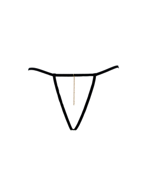 String noir en dentelle avec bijou et chaîne dorée