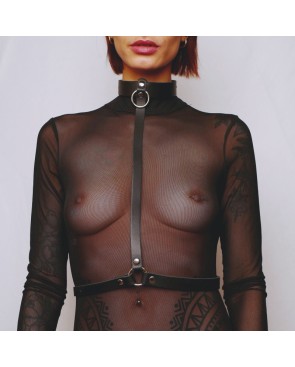 Harnais de poitrine en cuir Noir