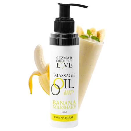Huile de massage comestible milkshake banane 100ml 100% naturelle 