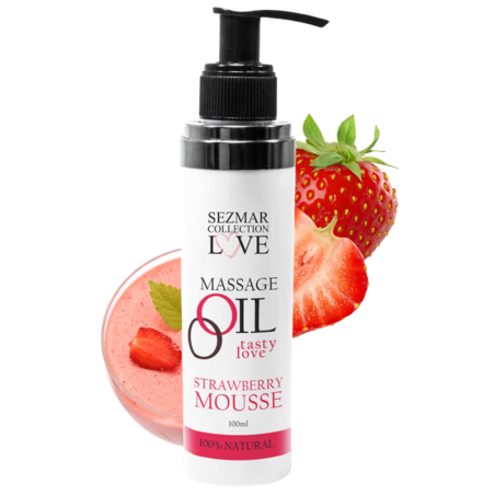 Huile de massage comestible mousse de fraise 100ml 100% naturelle 