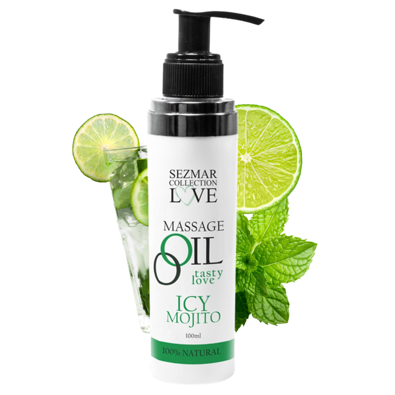 Huile de massage comestible mojito menthe 100ml 100% naturelle Huile de massage comestible mojito menthe 100ml 100% naturelle