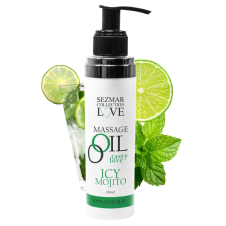 Huile de massage comestible mojito menthe 100ml 100% naturelle 