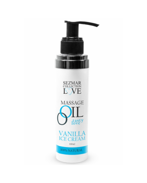 Huile de massage comestible Vanille glacée 100ml 100% naturelle 
