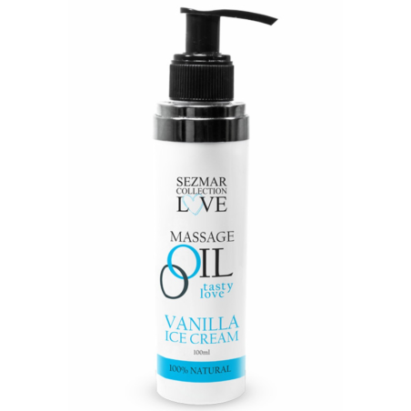 Huile de massage comestible Vanille glacée 100ml 100% naturelle 